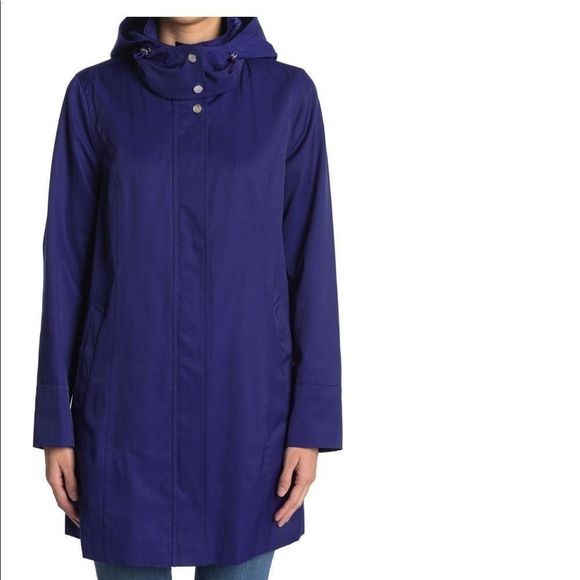 Cole Haan Women’s Solid Hooded Rain Jacket (M)